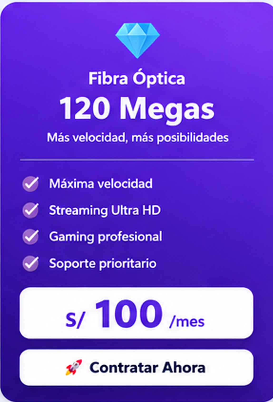 Plan Fibra Óptica 120 Megas
